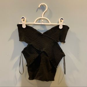 UO Smocked Cross-Neck Top (size S)